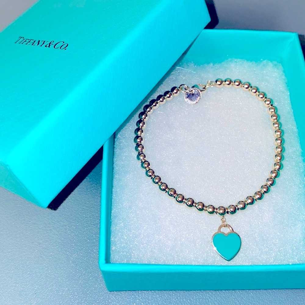 Return to Tiffany™ Heart Tag Bead Bracelet Silver and Tiffany Blue
